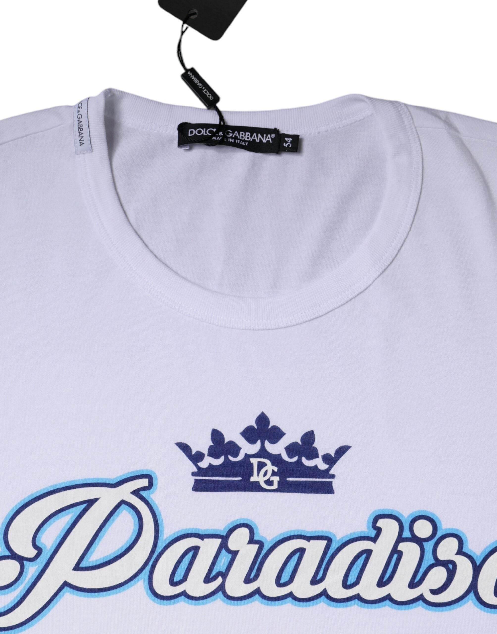 Dolce & Gabbana White Paradiso Cotton Shorts Sleeves T-shirt - Hilstor