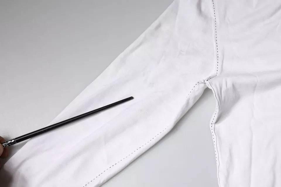 Dolce & Gabbana White Cotton Buttoned Long Sleeves T-shirt - Hilstor