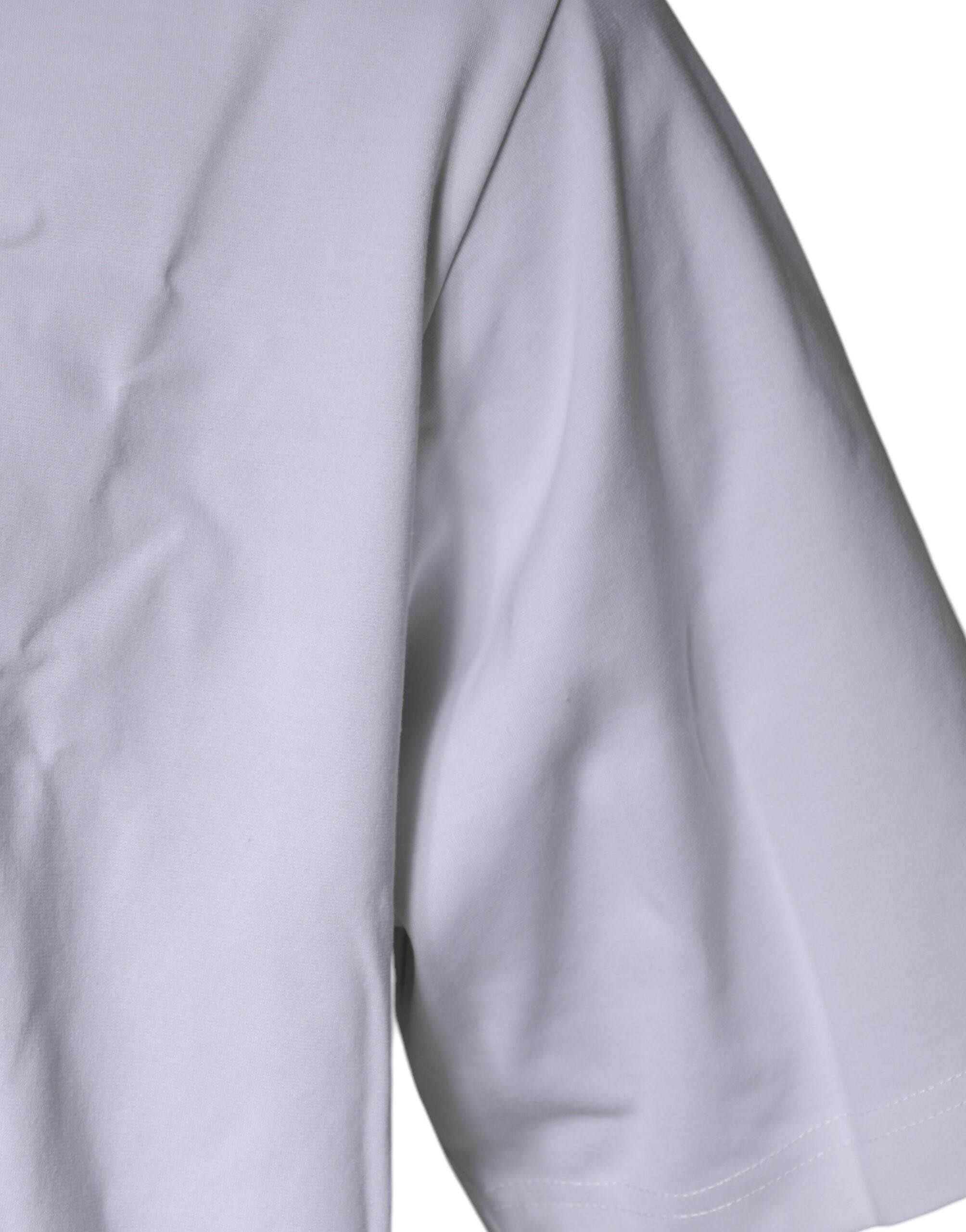 Dolce & Gabbana White Graphic Print Cotton Crew Neck T-shirt - Hilstor