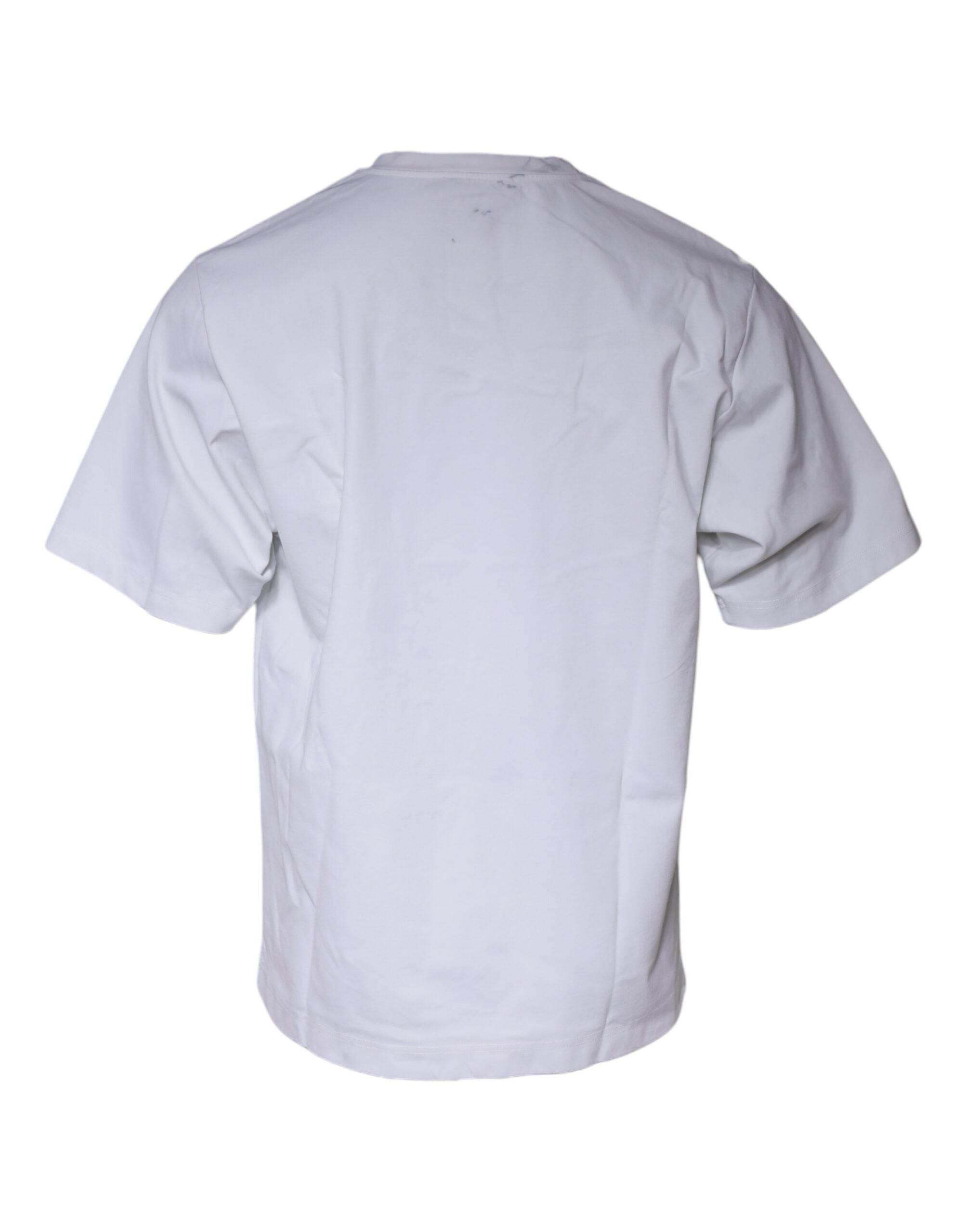 Dolce & Gabbana White Graphic Print Cotton Crew Neck T-shirt - Hilstor