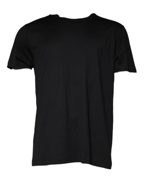 Dolce & Gabbana Black Cotton Shorts Sleeves Crewneck T-shirt - Hilstor