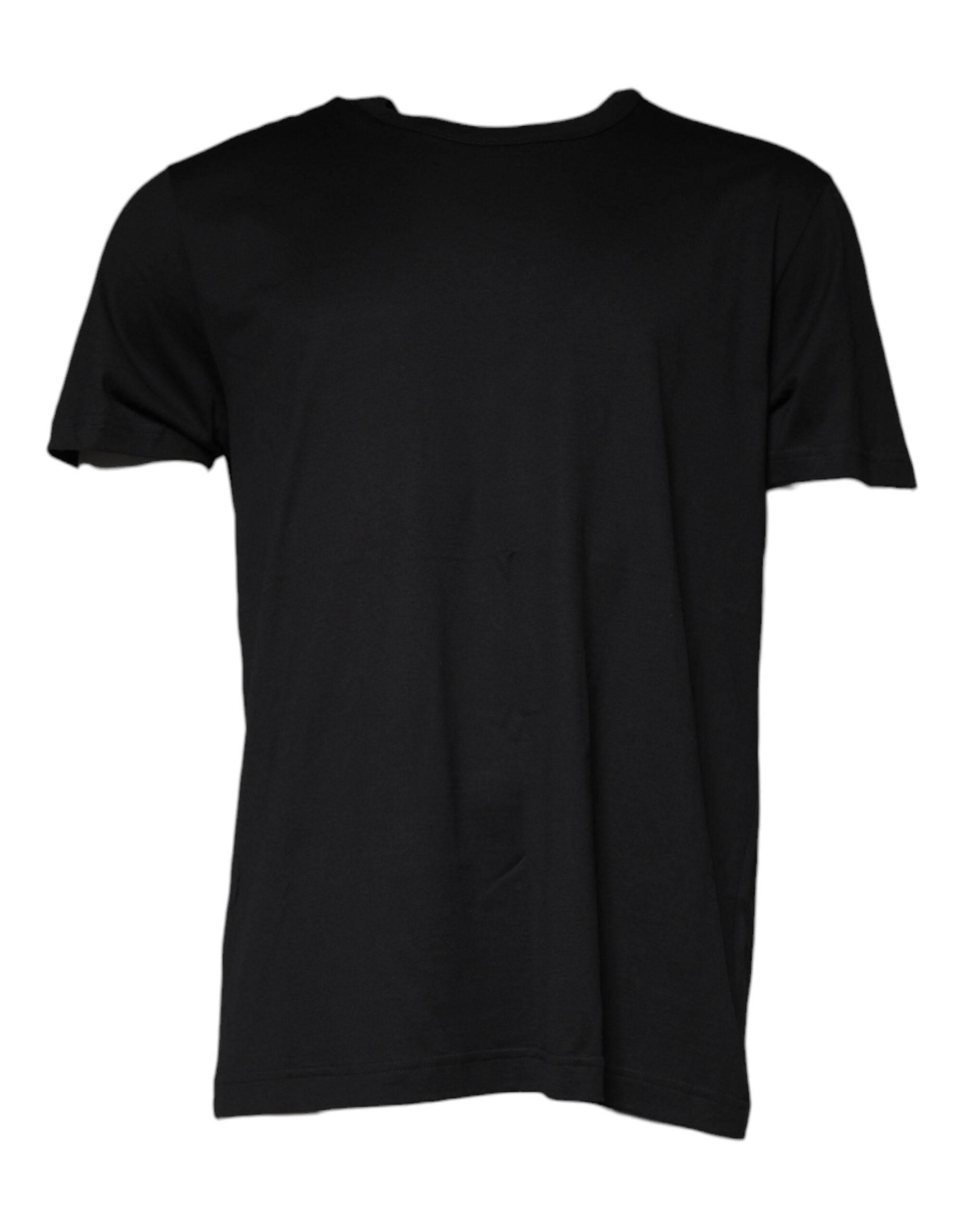 Dolce & Gabbana Black Cotton Shorts Sleeves Crewneck T-shirt - Hilstor