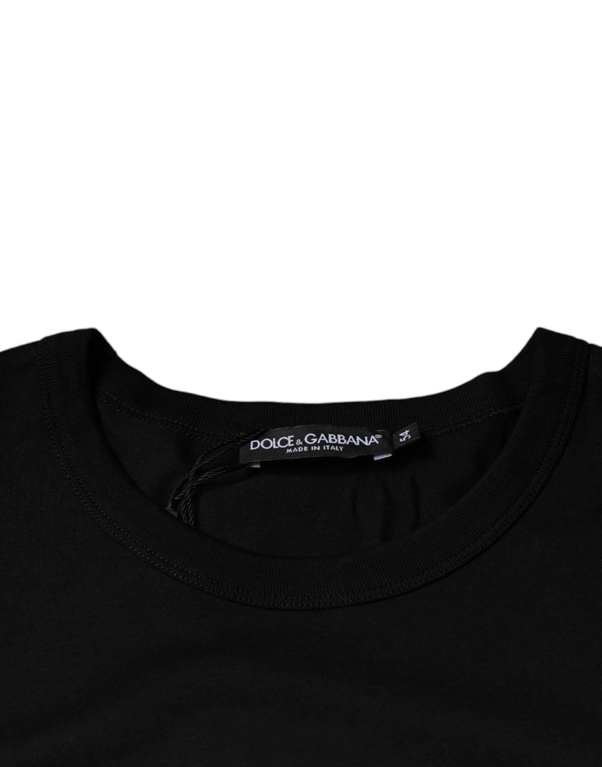 Dolce & Gabbana Black Cotton Shorts Sleeves Crewneck T-shirt - Hilstor
