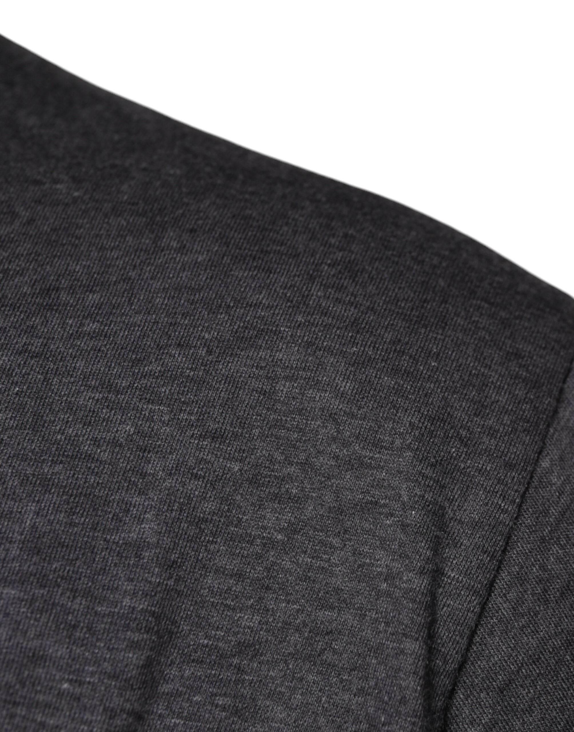 Dolce & Gabbana Gray Logo Patch Cotton Crew Neck T-shirt - Hilstor
