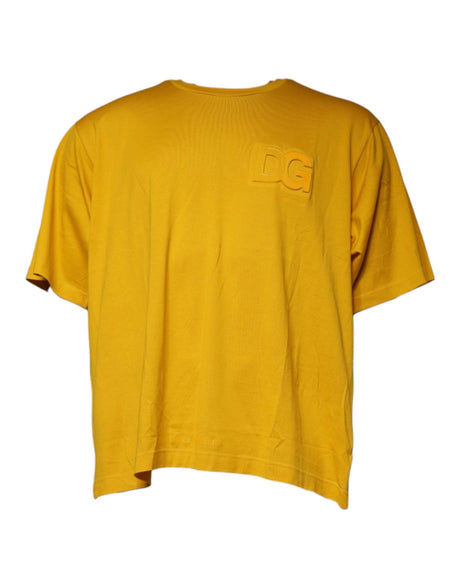 Dolce & Gabbana Mustard Embossed Logo Crew Neck T-shirt - Hilstor