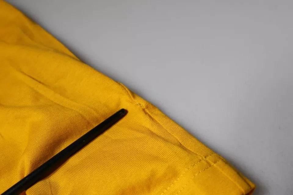 Dolce & Gabbana Mustard Embossed Logo Crew Neck T-shirt - Hilstor