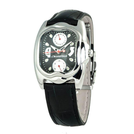 Chronotech Black Leather Watch - Hilstor