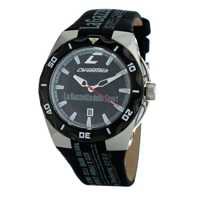 Chronotech Black Leather Watch - Hilstor