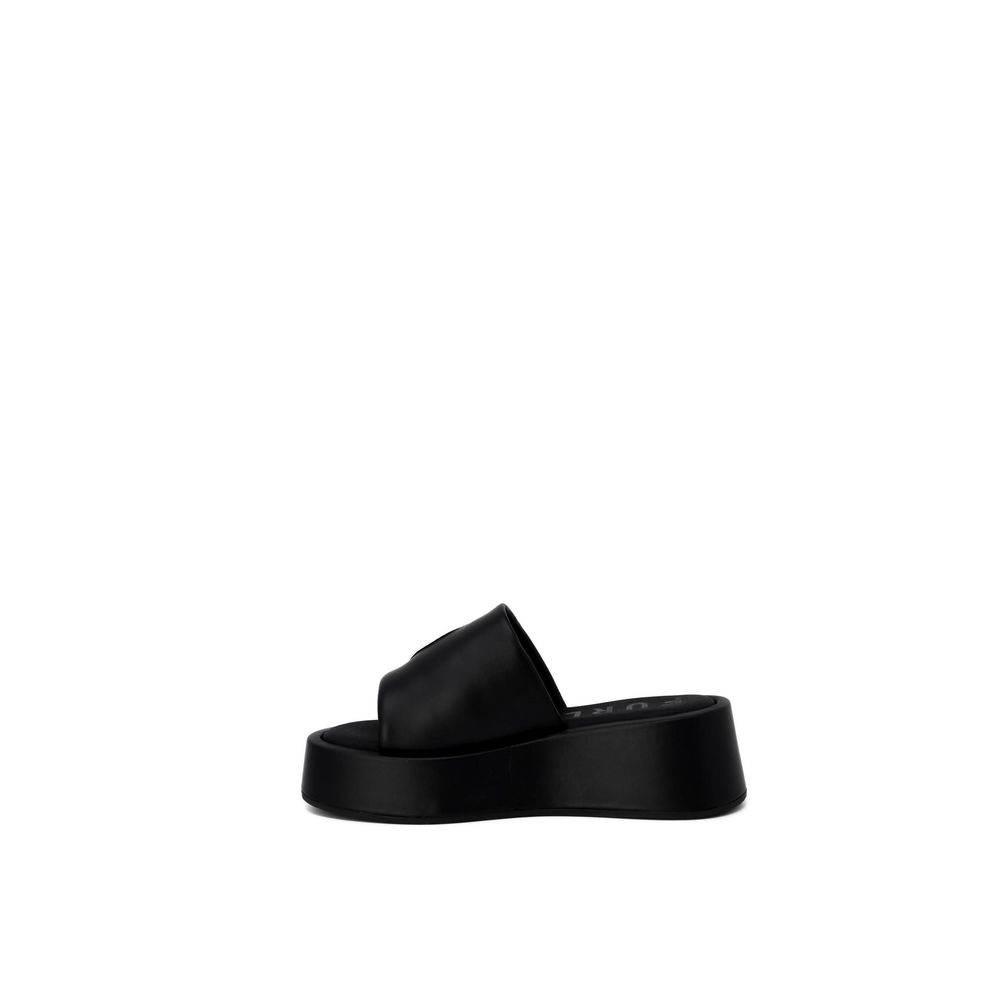 Furla Black Leather Sandal - Hilstor