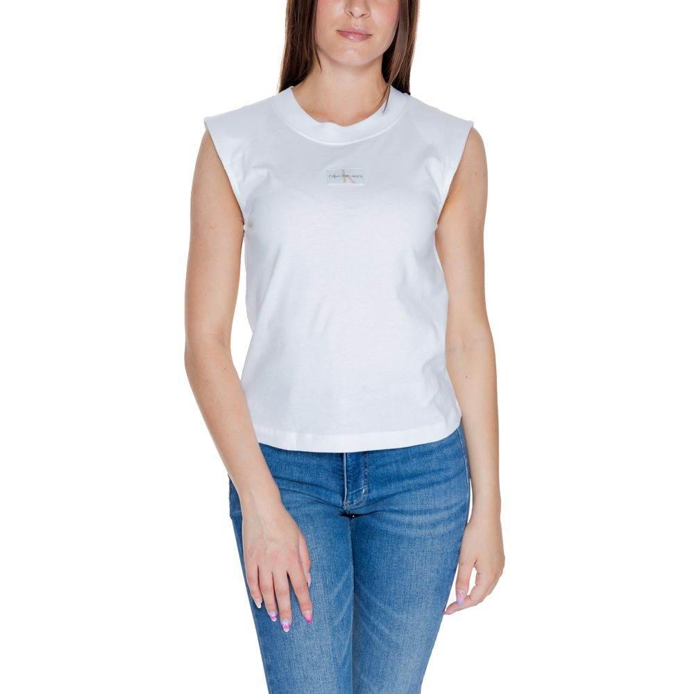 Calvin Klein Jeans White Cotton T-Shirt - Hilstor