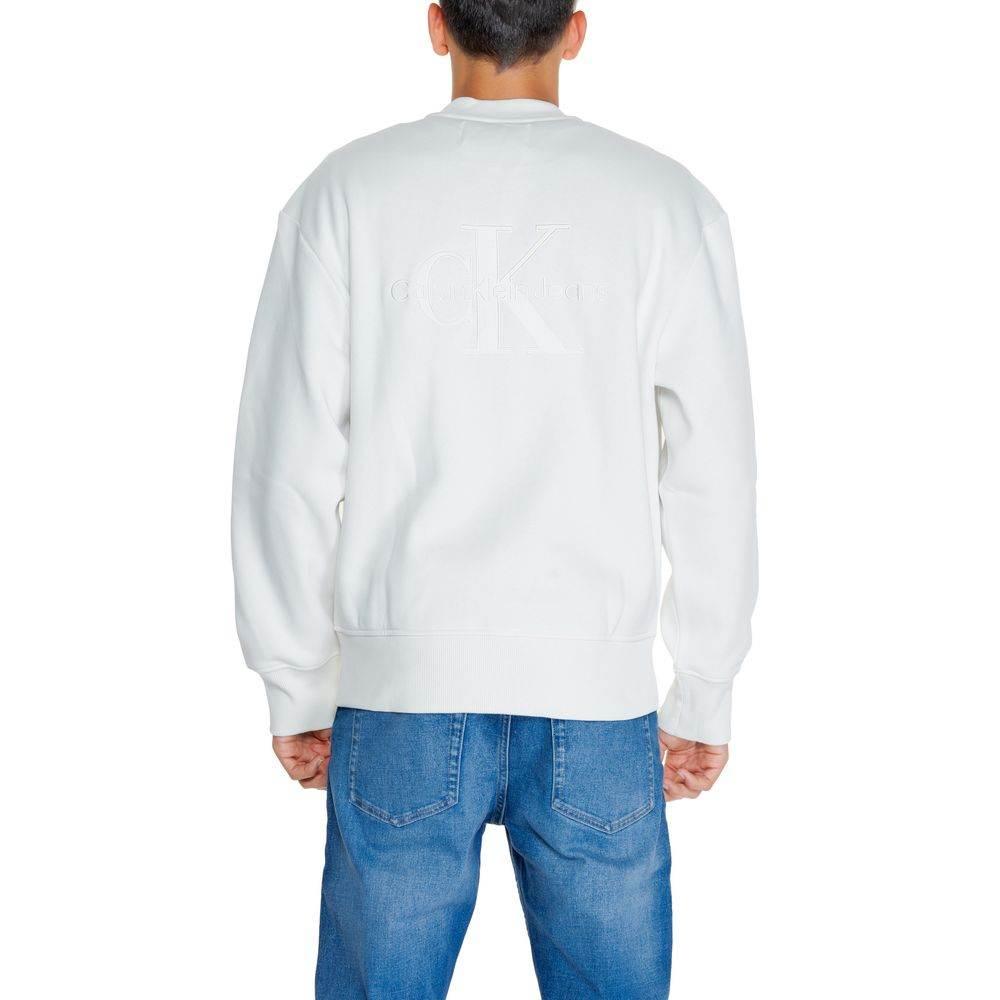 Calvin Klein Jeans White Recycled Cotton Sweatshirt - Hilstor