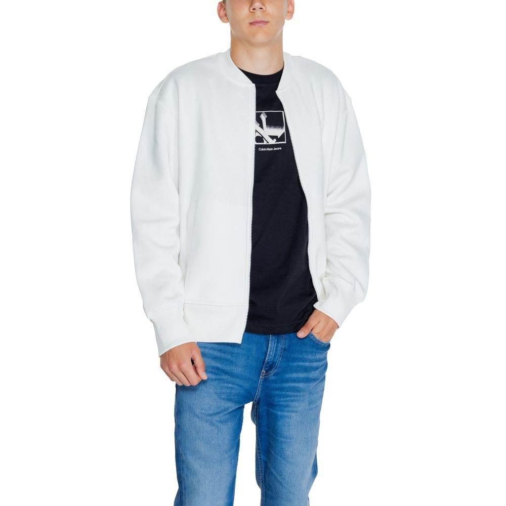 Calvin Klein Jeans White Recycled Cotton Sweatshirt - Hilstor