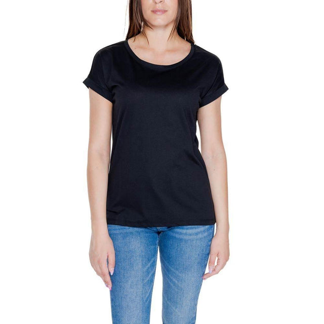 Vila Clothes Black Cotton T-Shirt - Hilstor
