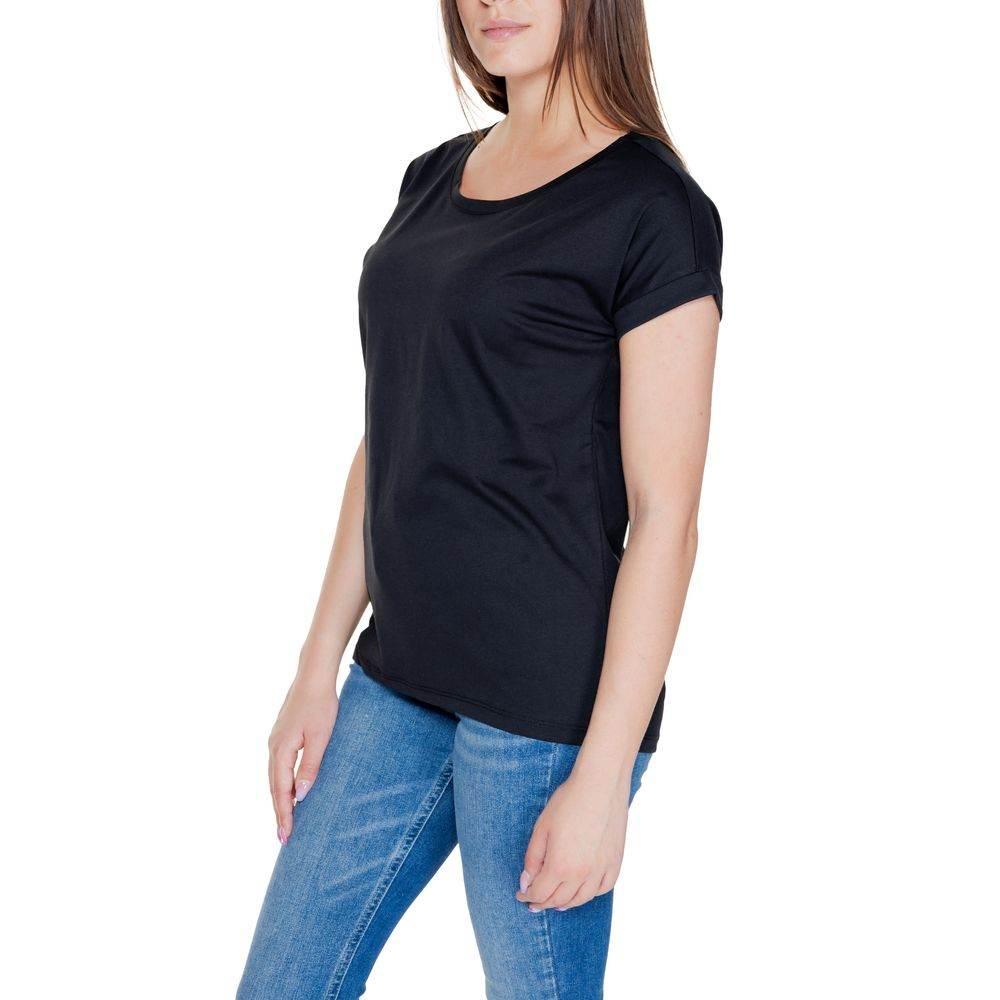 Vila Clothes Black Cotton T-Shirt - Hilstor