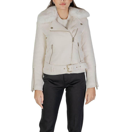 Guess Cream Polyester Jackets & Coat - Hilstor