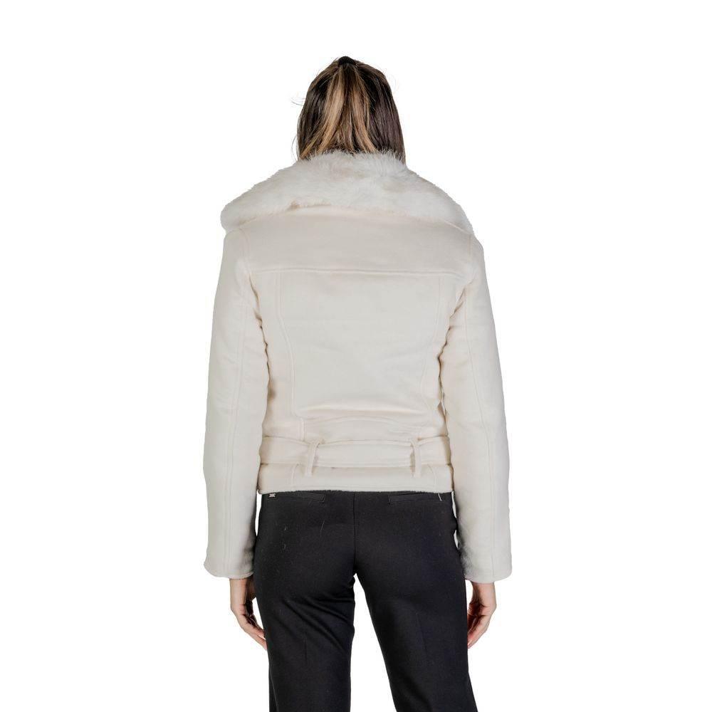 Guess Cream Polyester Jackets & Coat - Hilstor