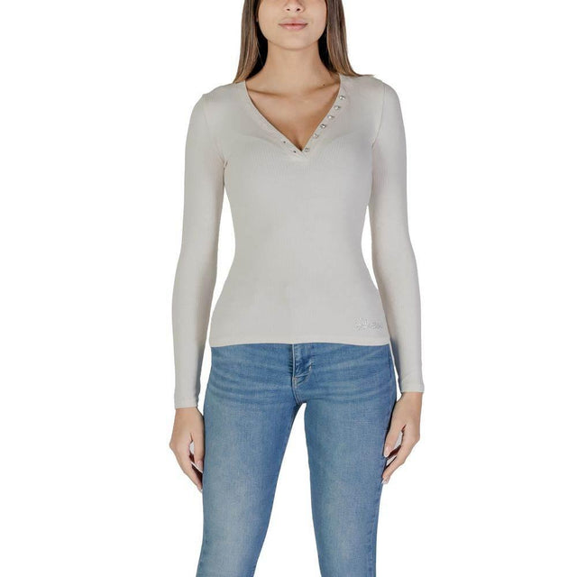Guess Cream Viscose Tops & T-Shirt - Hilstor