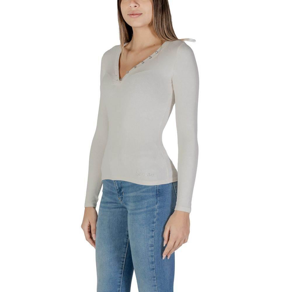 Guess Cream Viscose Tops & T-Shirt - Hilstor