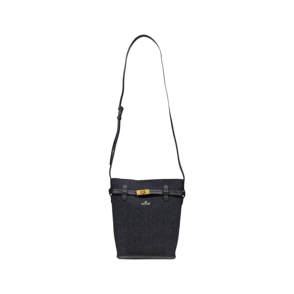 Replay Black Cotton Handbag - Hilstor