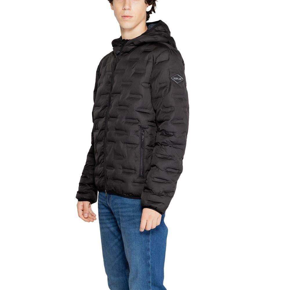 Replay Black Polyester Jacket - Hilstor