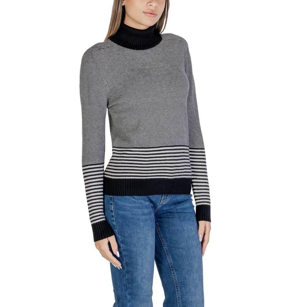 Sandro Ferrone Black And White Viscose Turtleneck - Hilstor