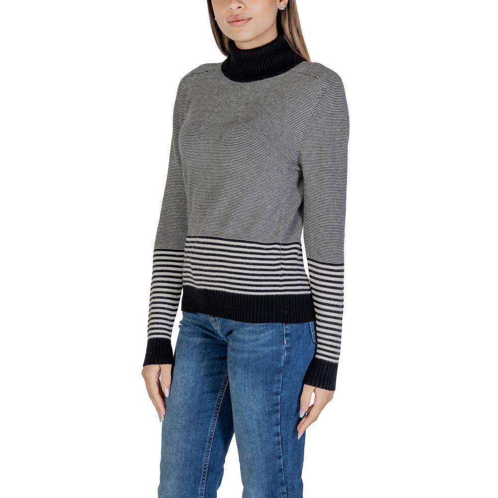Sandro Ferrone Black And White Viscose Turtleneck - Hilstor