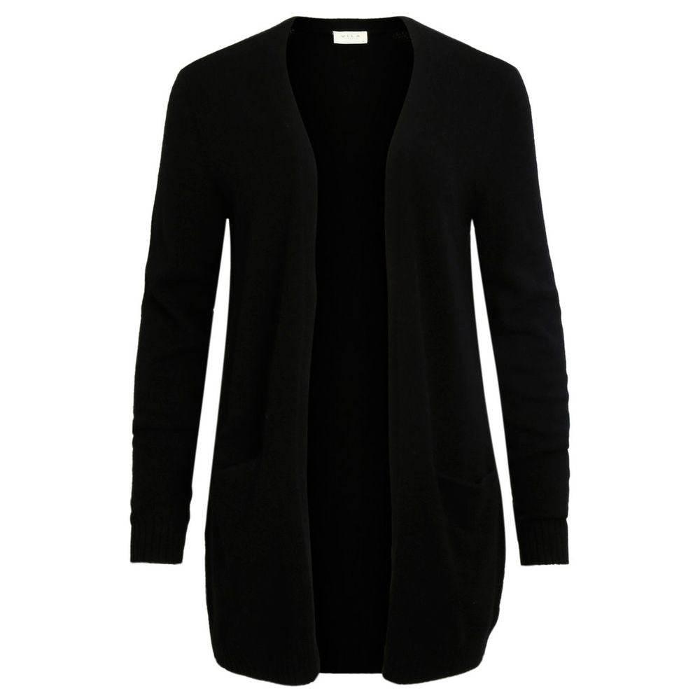 Vila Clothes Black Viscose Cardigan - Hilstor