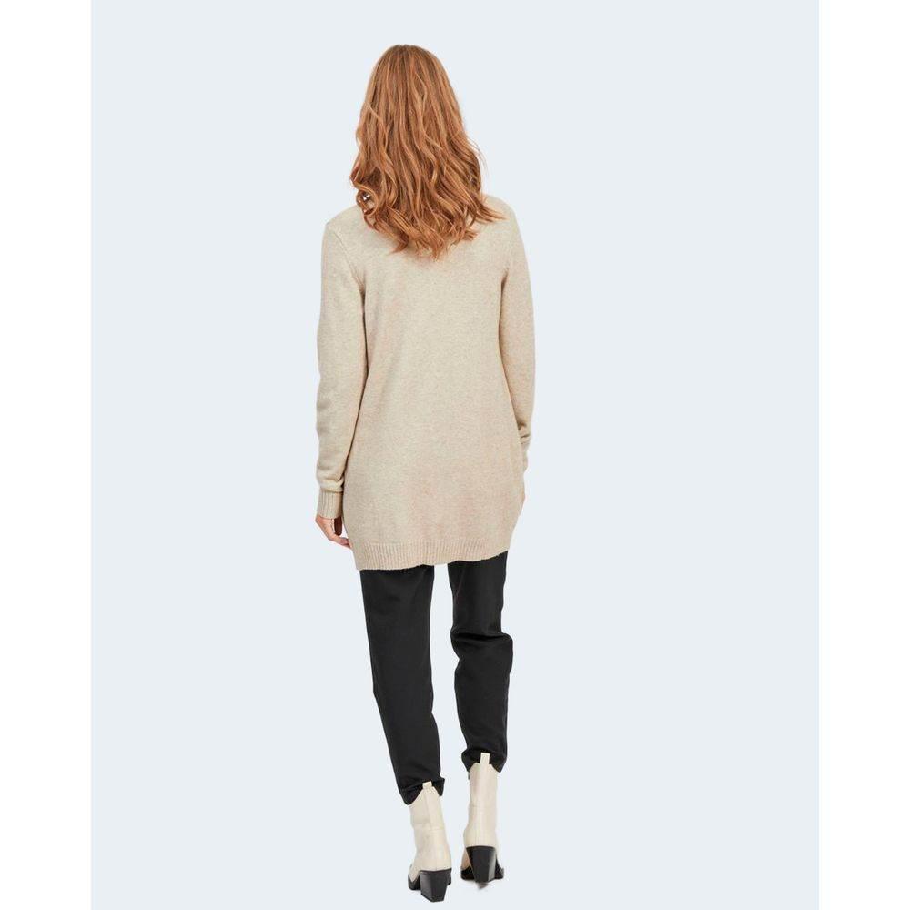 Vila Clothes Beige Viscose Cardigan - Hilstor
