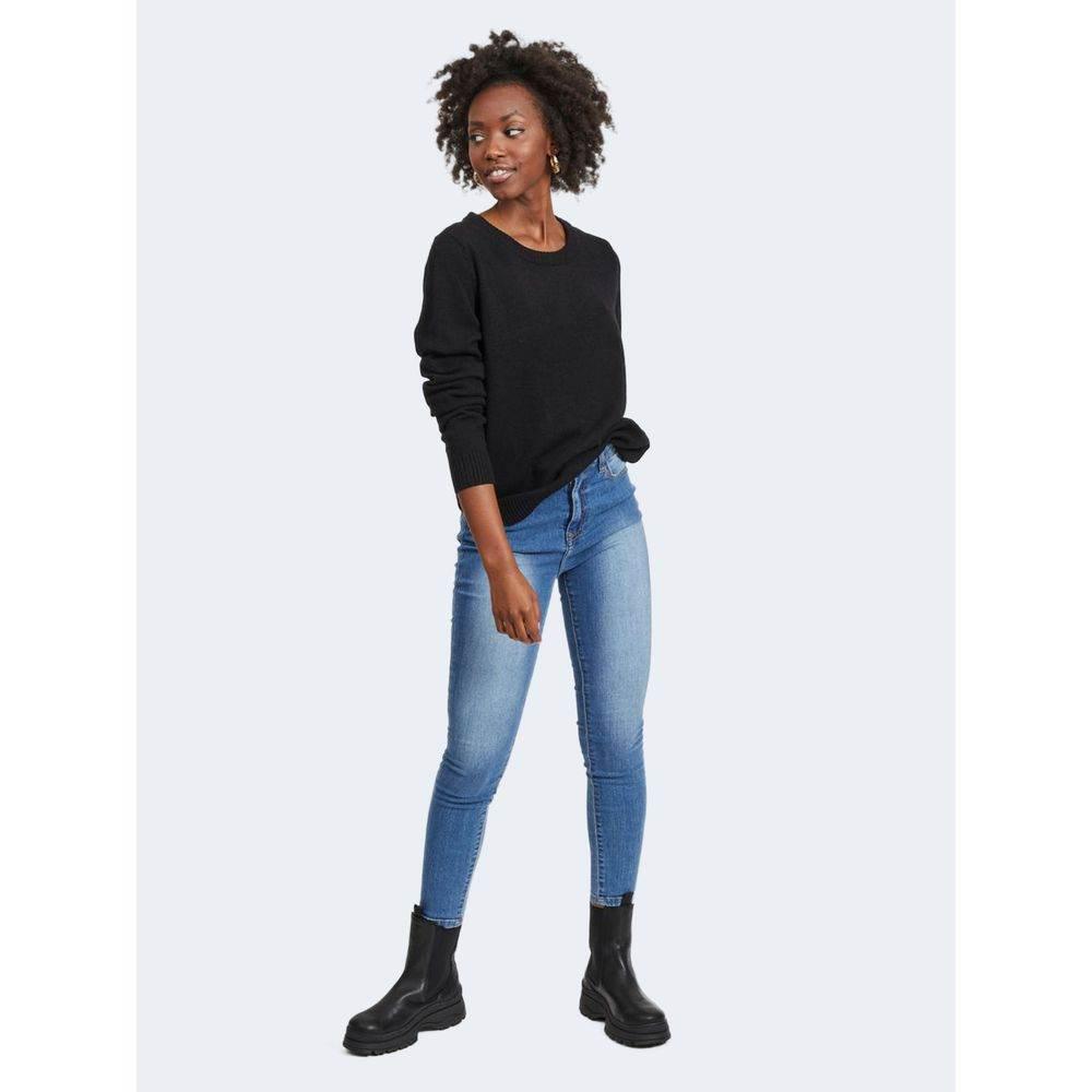Vila Clothes Black Viscose Sweater - Hilstor