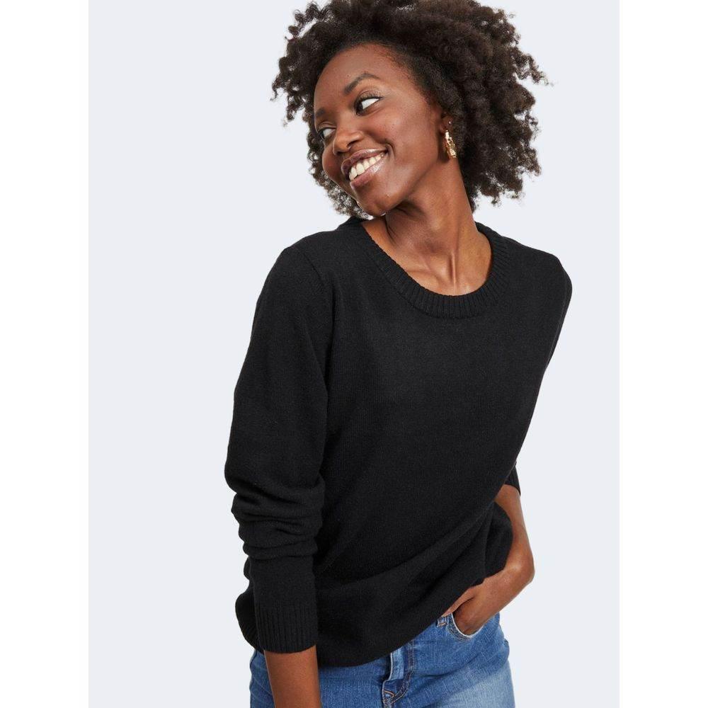 Vila Clothes Black Viscose Sweater - Hilstor