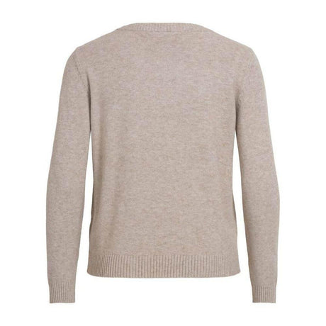 Vila Clothes Beige Viscose Sweater - Hilstor