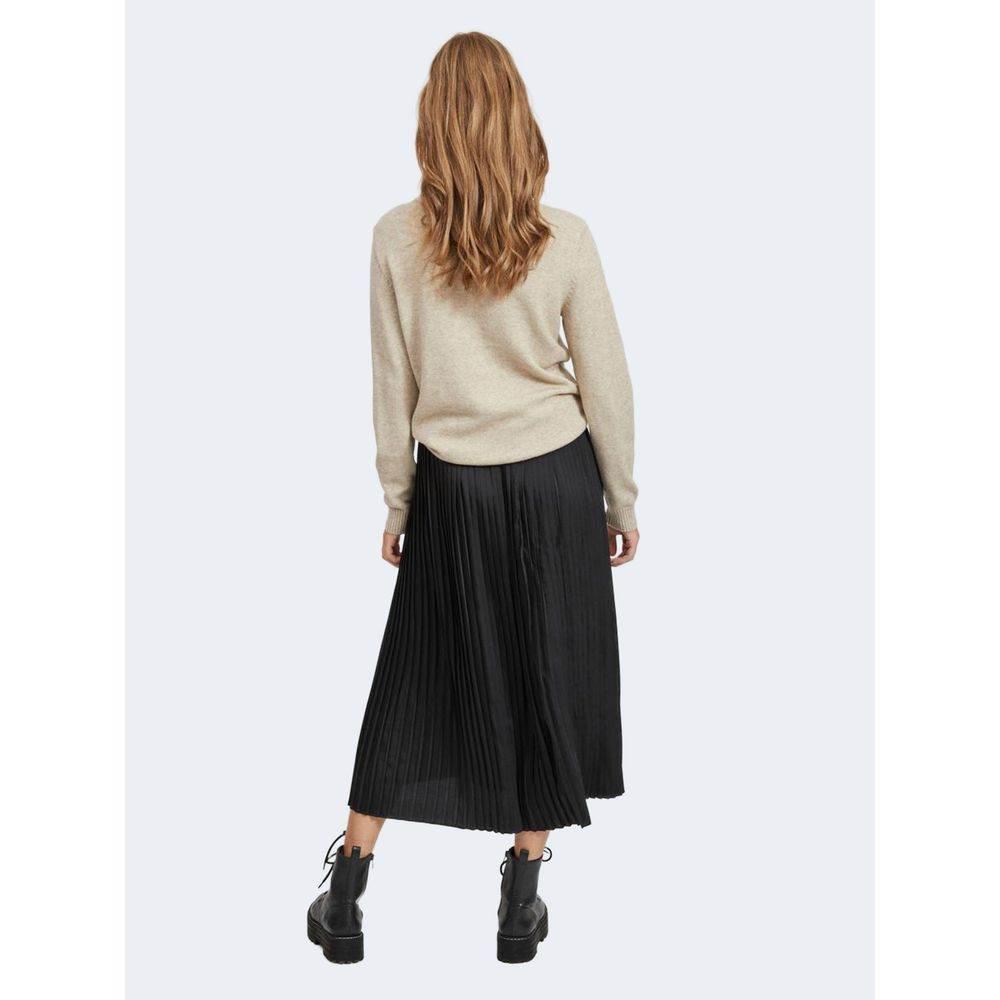 Vila Clothes Beige Viscose Sweater - Hilstor