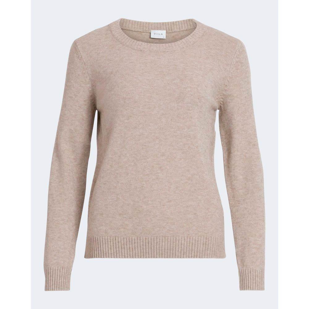 Vila Clothes Beige Viscose Sweater - Hilstor