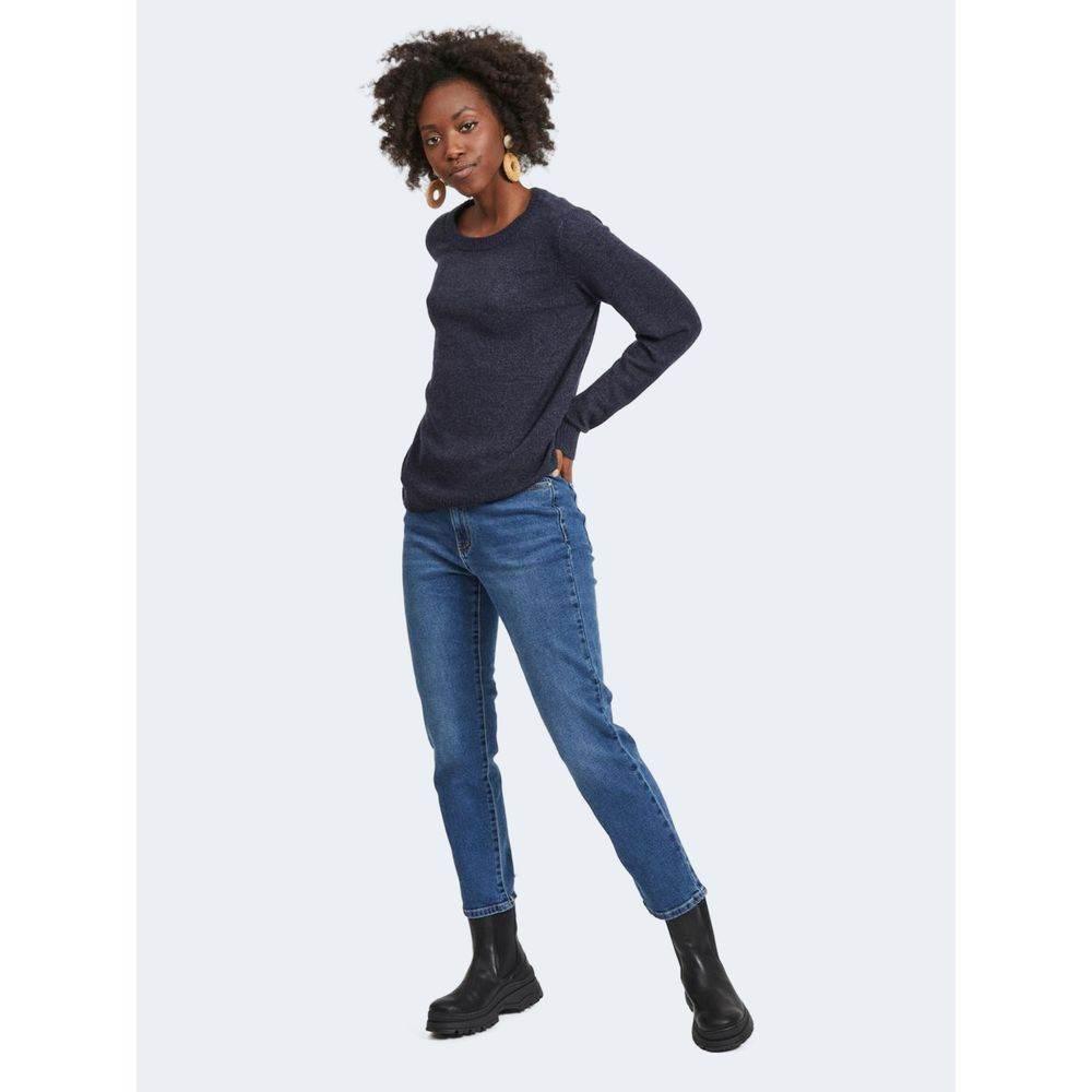 Vila Clothes Blue Viscose Sweater - Hilstor