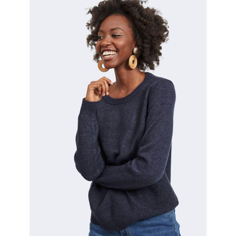 Vila Clothes Blue Viscose Sweater - Hilstor