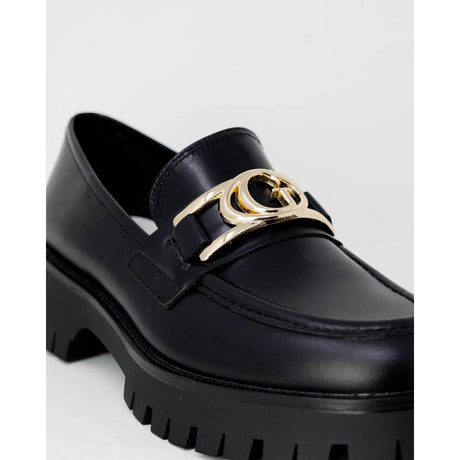 Guess Black Leather Flat Shoe - Hilstor