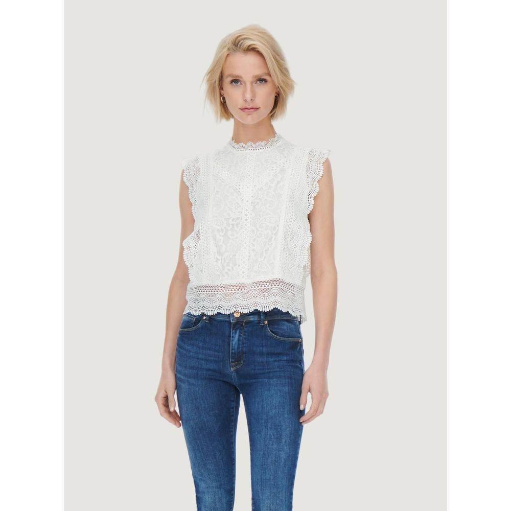 Only White Nylon Tops & T-Shirt - Hilstor