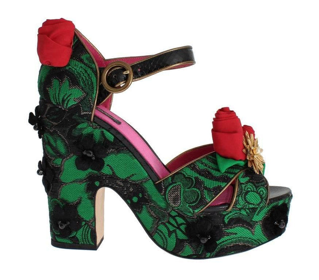 Dolce & Gabbana Enchanted Sicily Crystal Brocade Wedges - Hilstor