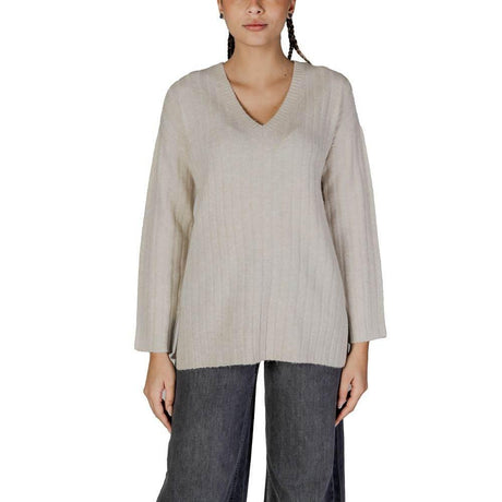 Vila Clothes Beige Marabou Sweater - Hilstor