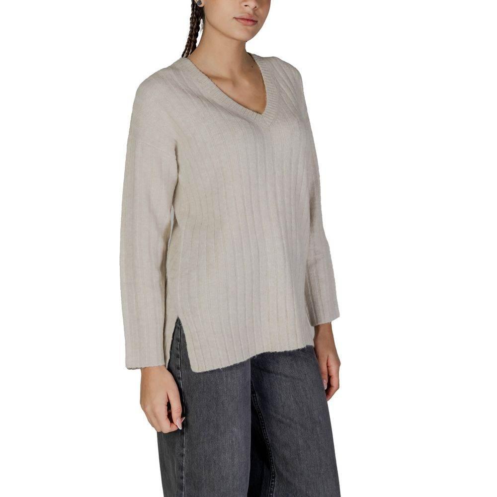 Vila Clothes Beige Marabou Sweater - Hilstor
