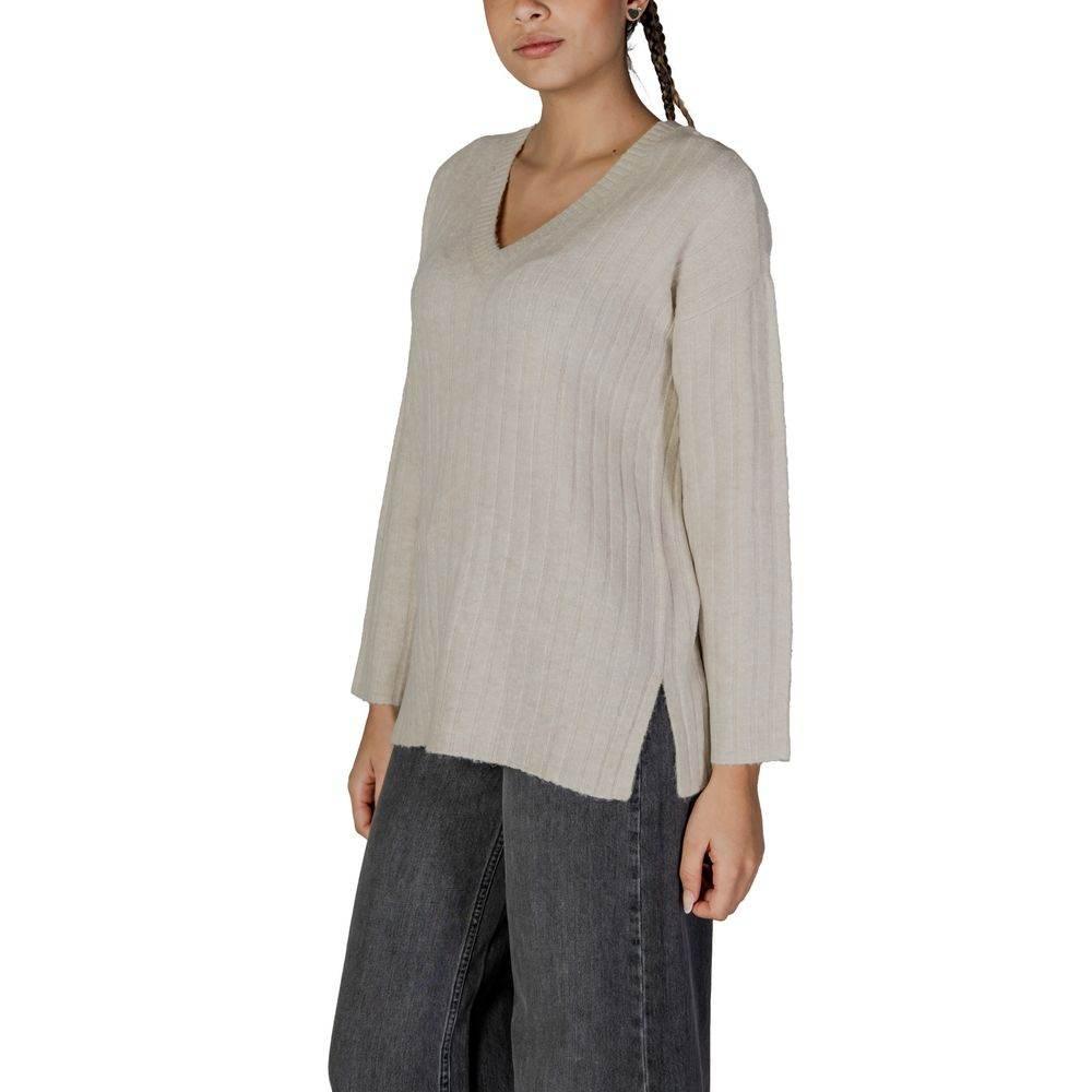 Vila Clothes Beige Marabou Sweater - Hilstor