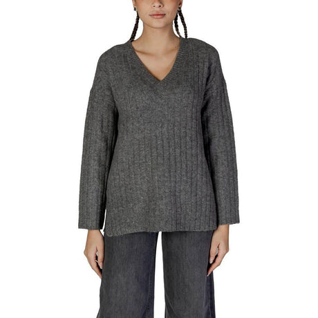 Vila Clothes Gray Marabou Sweater - Hilstor