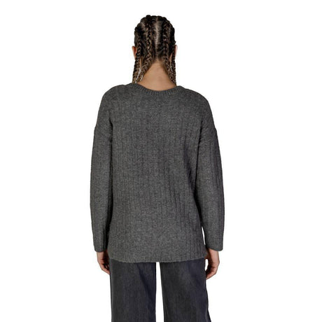 Vila Clothes Gray Marabou Sweater - Hilstor