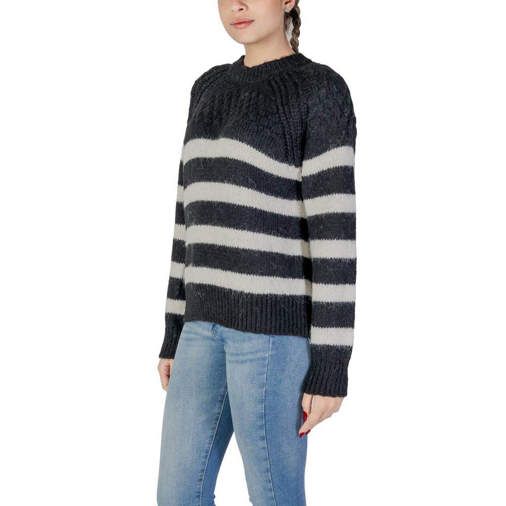 Only Black And White Recycled Polyester Sweater - Hilstor