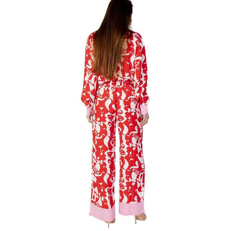 Vila Clothes Red Viscose Pant - Hilstor