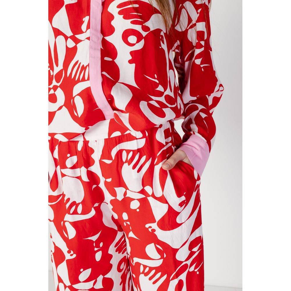 Vila Clothes Red Viscose Pant - Hilstor