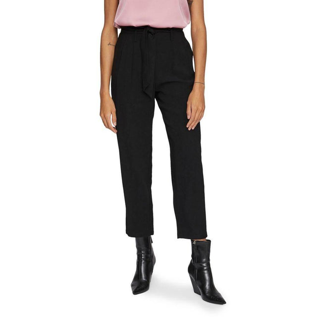 Vila Clothes Black Viscose Cropped Pant - Hilstor