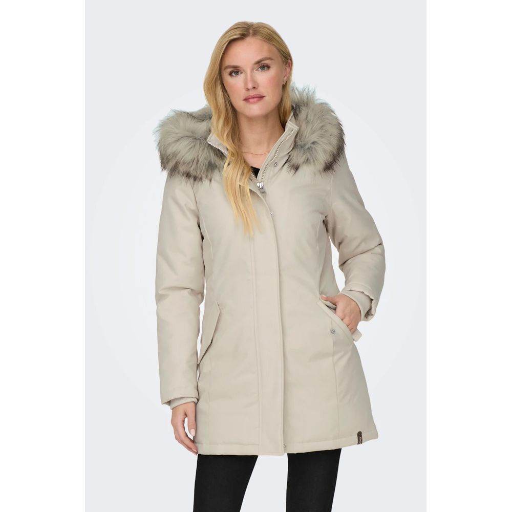 Only Beige Polyester Jackets & Coat - Hilstor