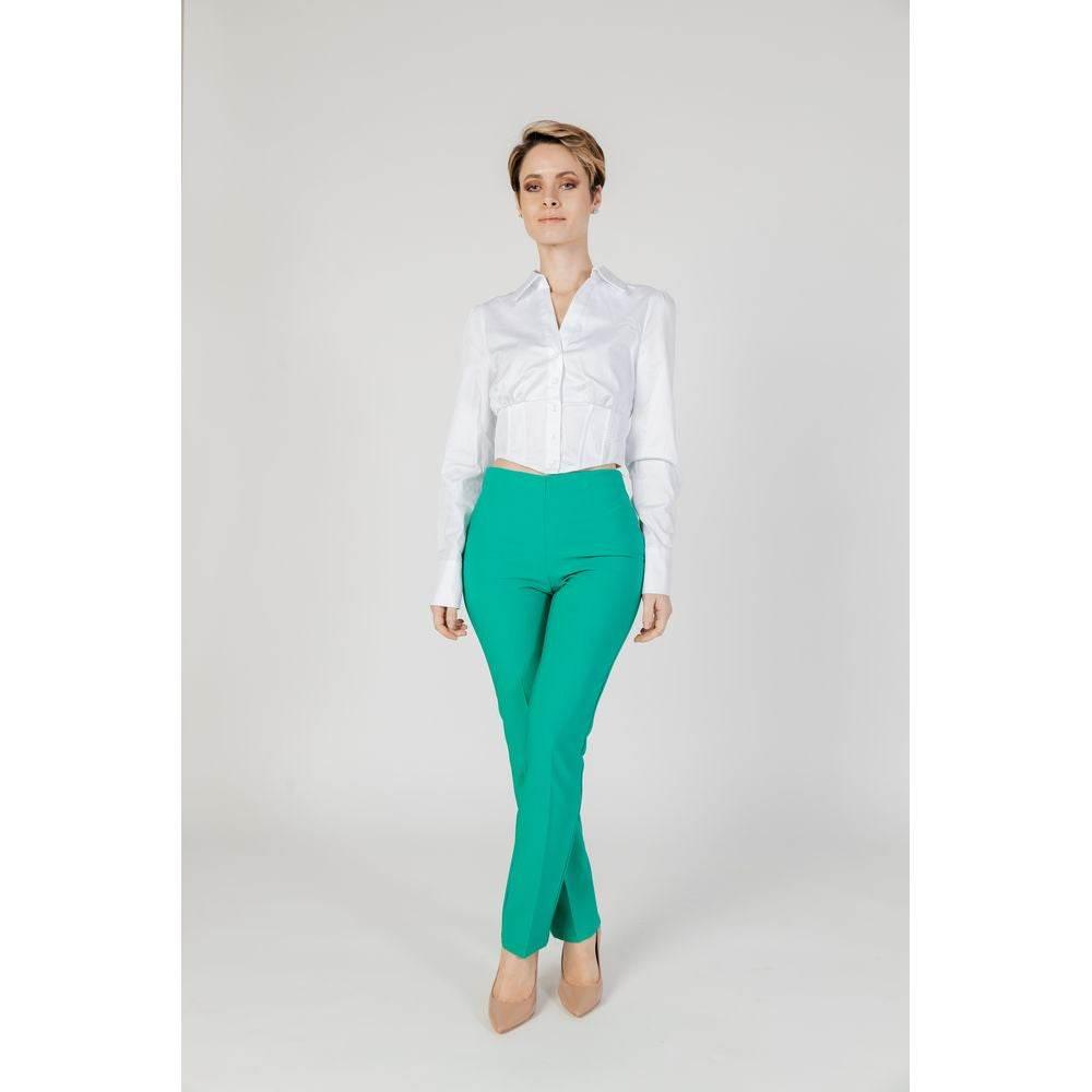 Sandro Ferrone Green Polyester Pant - Hilstor
