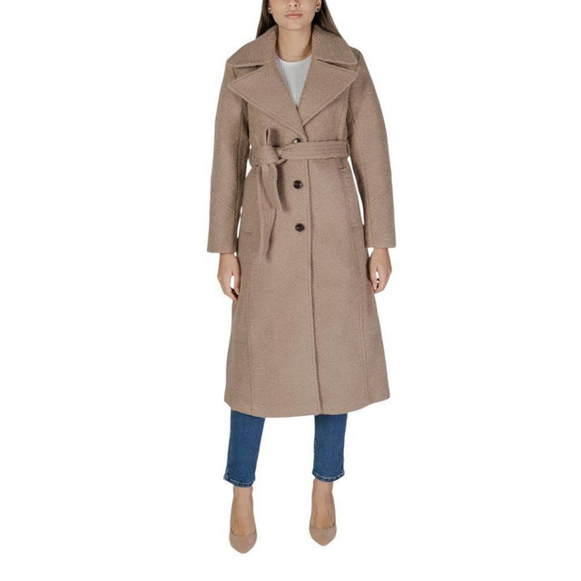 Vila Clothes Beige Polyester Jackets & Coat - Hilstor